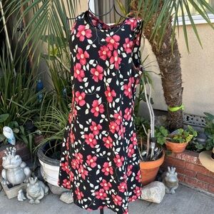 Floral Sleeveless Mini Dress - Black and Pink